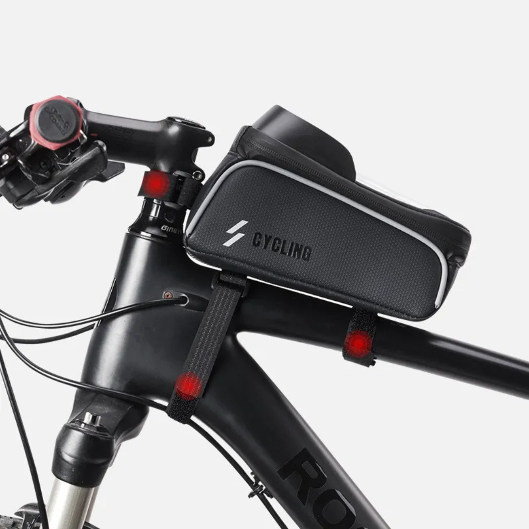 Fahrrad Handyhalterung Tasche ⎜ Wasserdichte Oberrohrtasche mit Touchscreen-Fach und Kopfhöreröffnung