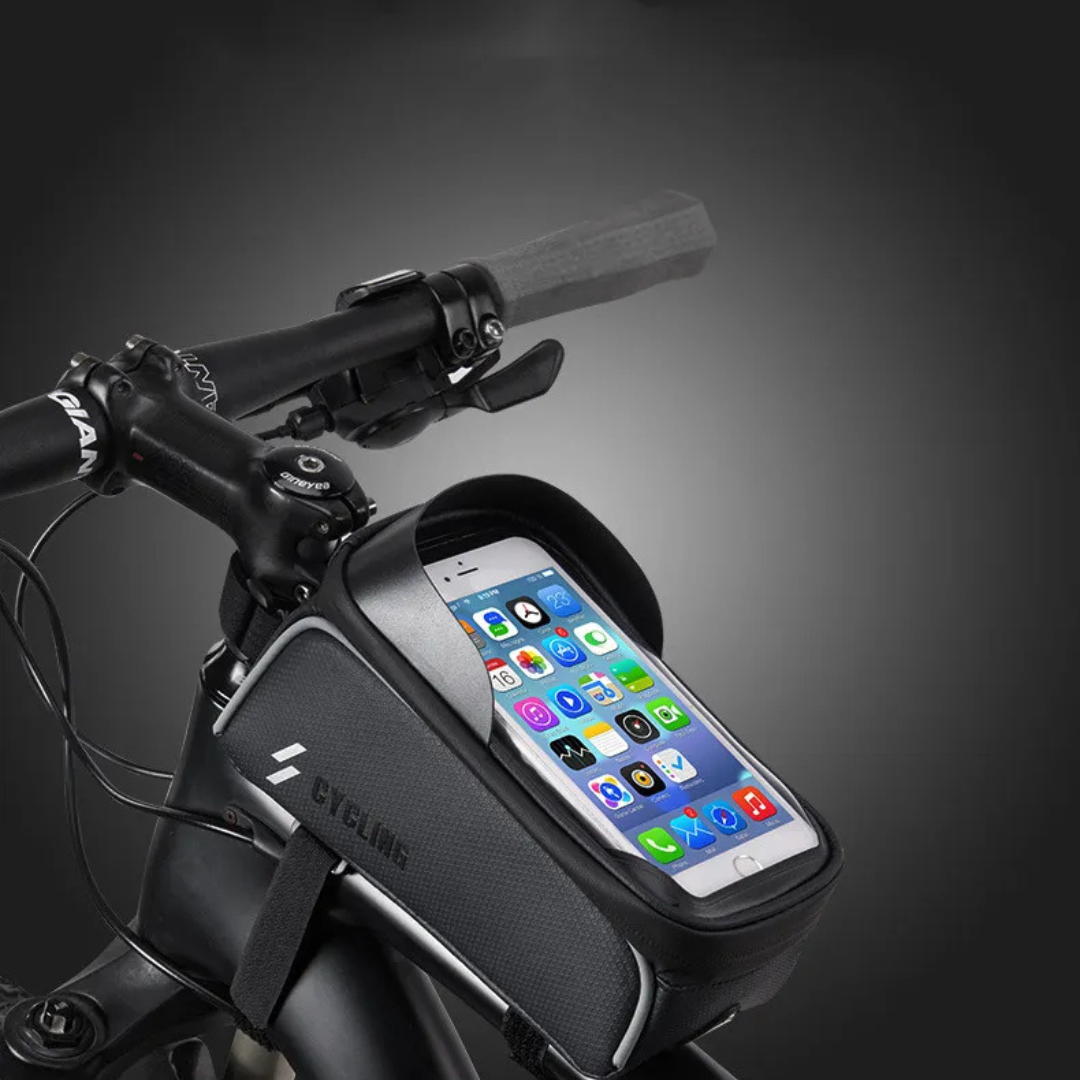 Fahrrad Handyhalterung Tasche ⎜ Wasserdichte Oberrohrtasche mit Touchscreen-Fach und Kopfhöreröffnung