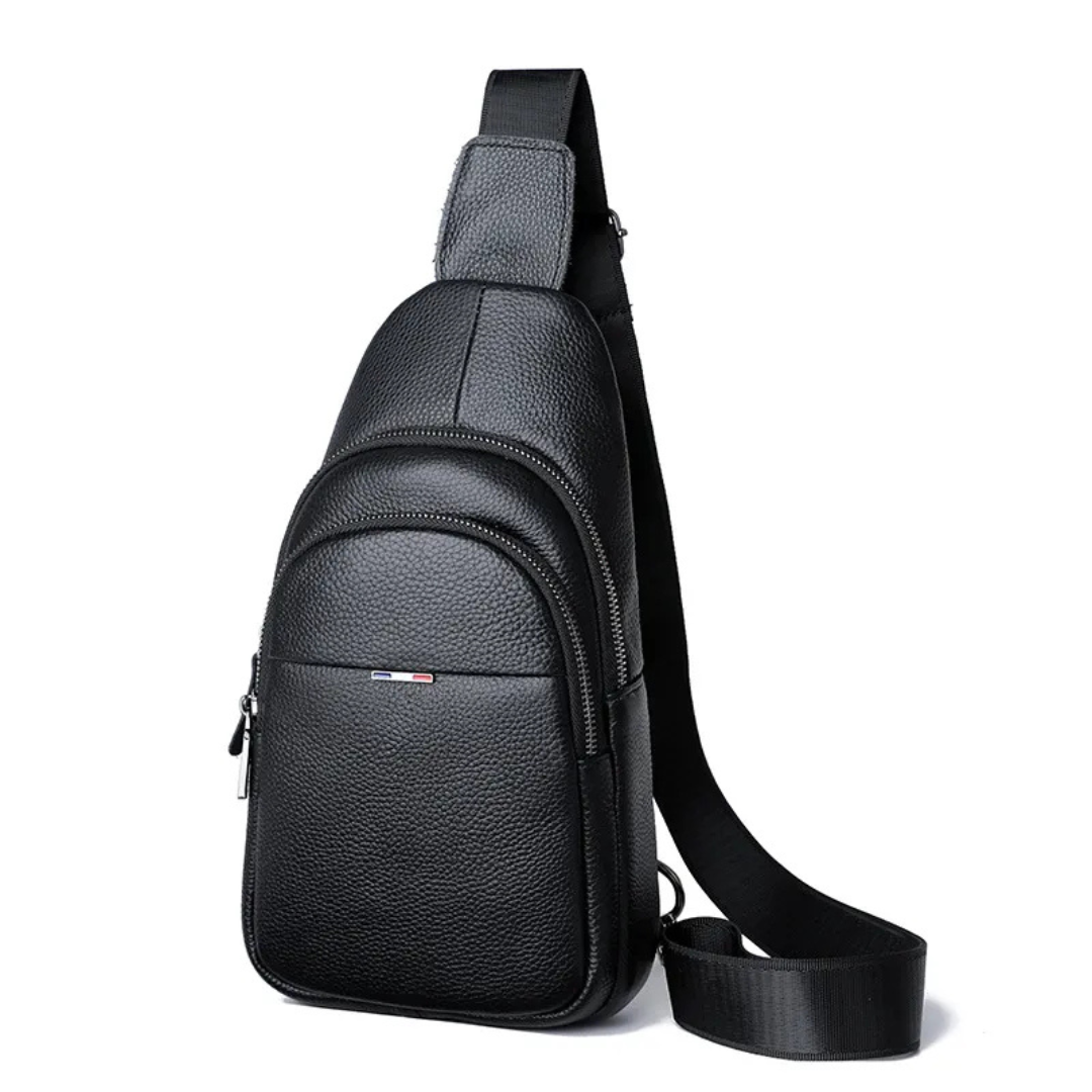 Brusttasche aus Leder für Herren ⎜ Crossbody-Design mit großer Kapazität und mehreren Reißverschlussfächern
