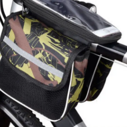 Fahrrad-Rahmentasche mit Handyfach ⎜ Wasserdichte Oberrohrtasche mit Stauraum und Touchscreen-Fenster