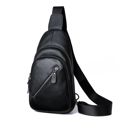 Brusttasche aus Leder für Herren ⎜ Crossbody-Design mit großer Kapazität und mehreren Reißverschlussfächern