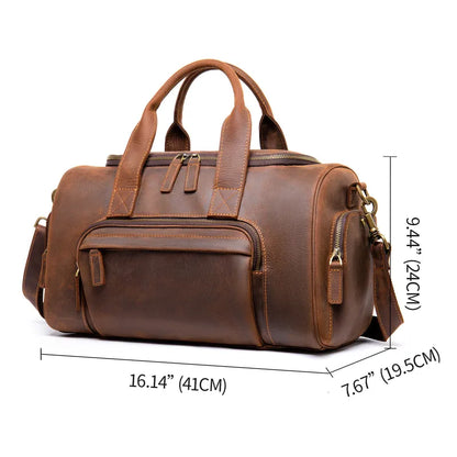 Leder Reisetasche für Herren ⎜ Robuste Handgefertigte Reisetasche mit großem Stauraum