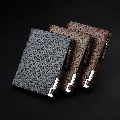 Herren Geldbörse mit Prägung ⎜ Kompakte Brieftasche mit Reißverschluss und Kartenfächern