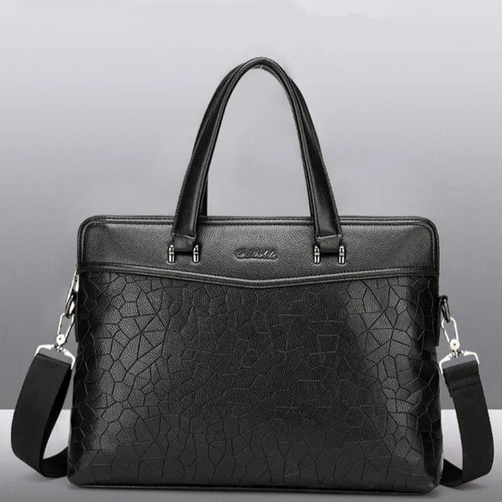 Business Aktentasche für Herren ⎜ Elegante Leder Schultertasche mit zusätzlichem Dokumenten- und Laptopfach
