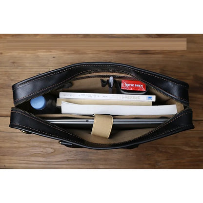 Laptoptasche aus Echtleder für Herren ⎜ Elegante Aktentasche mit robustem Design und praktischen Tragegriffen