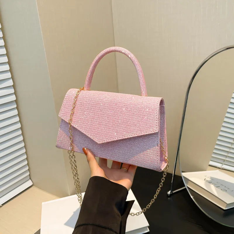 Glitzernde Handtasche für Damen ⎜ Elegante Schultertasche mit funkelndem Design und Kettenriemen