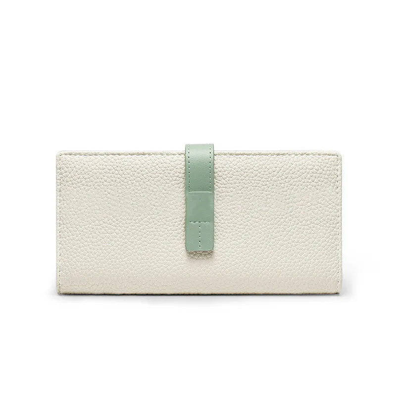 Damen Geldbörse mit Kontrastfarbe ⎜ Langes Design mit praktischem Verschluss und Platz für mehrere Karten