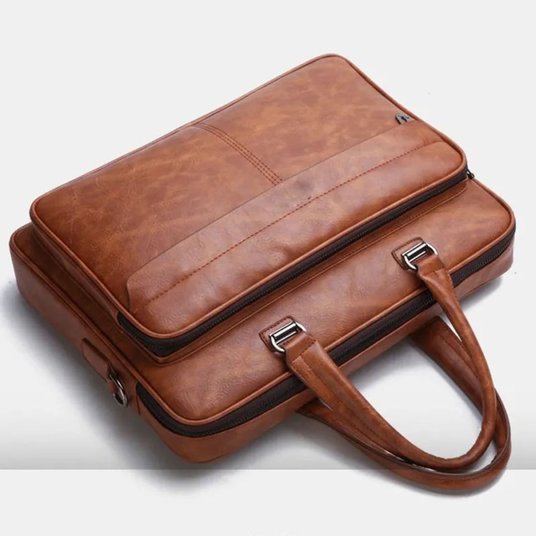 Laptoptasche für Herren ⎜ Elegante Aktentasche aus Kunstleder mit viel Stauraum und praktischen Fächern