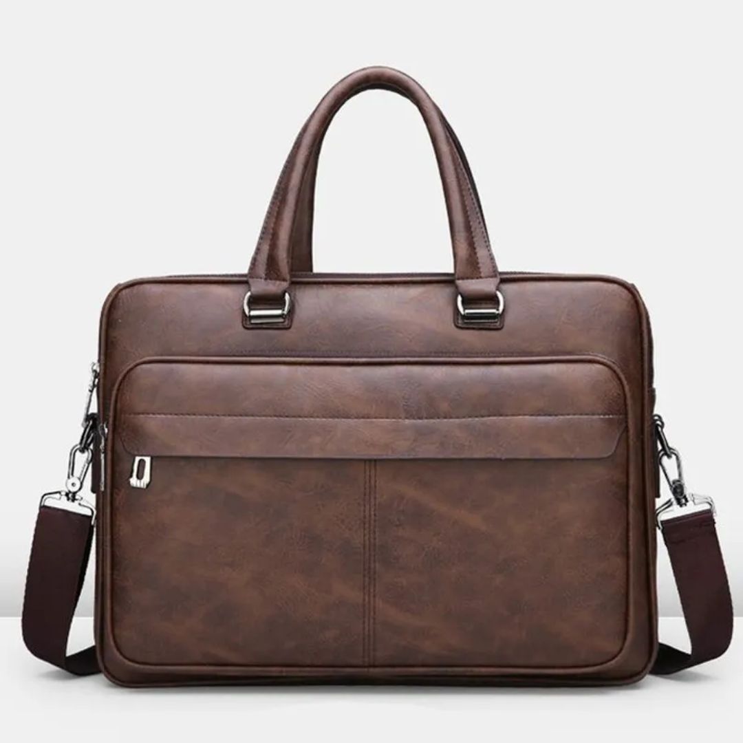 Laptoptasche für Herren ⎜ Elegante Aktentasche aus Kunstleder mit viel Stauraum und praktischen Fächern