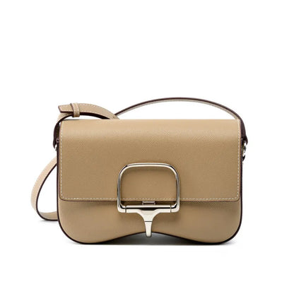 Leder Umhängetasche für Damen ⎜ Elegante Tasche mit Schnallenverschluss und verstellbarem Gurt
