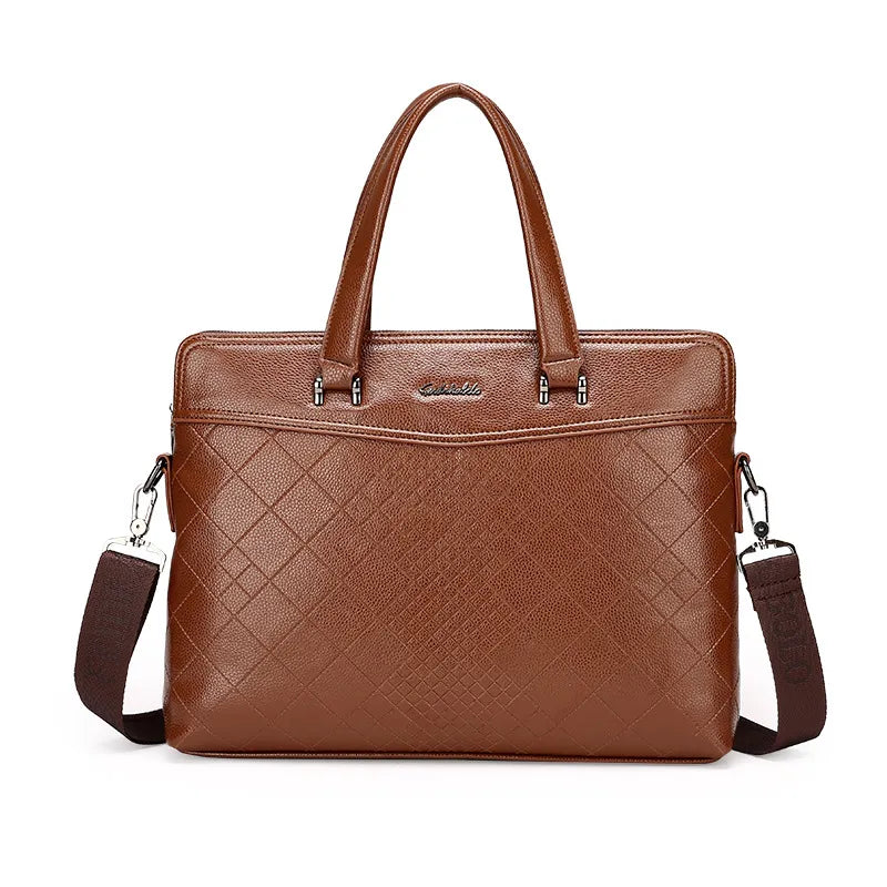Business Aktentasche für Herren ⎜ Elegante Leder Schultertasche mit zusätzlichem Dokumenten- und Laptopfach