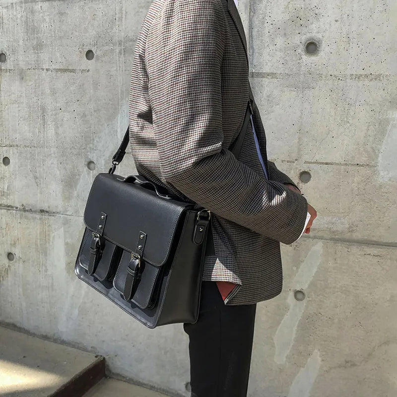 Aktentasche für Herren ⎜ Stylische Umhängetasche aus Leder mit praktischen Fächern und Tragegriff