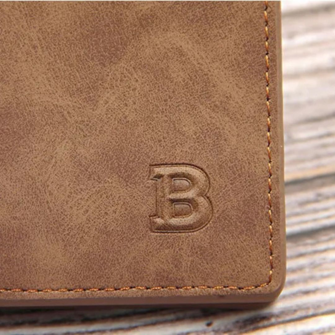 Herren Geldbörse aus Vintage-Leder ⎜ Schlanke Brieftasche mit Kartenfächern und Reißverschlussfach
