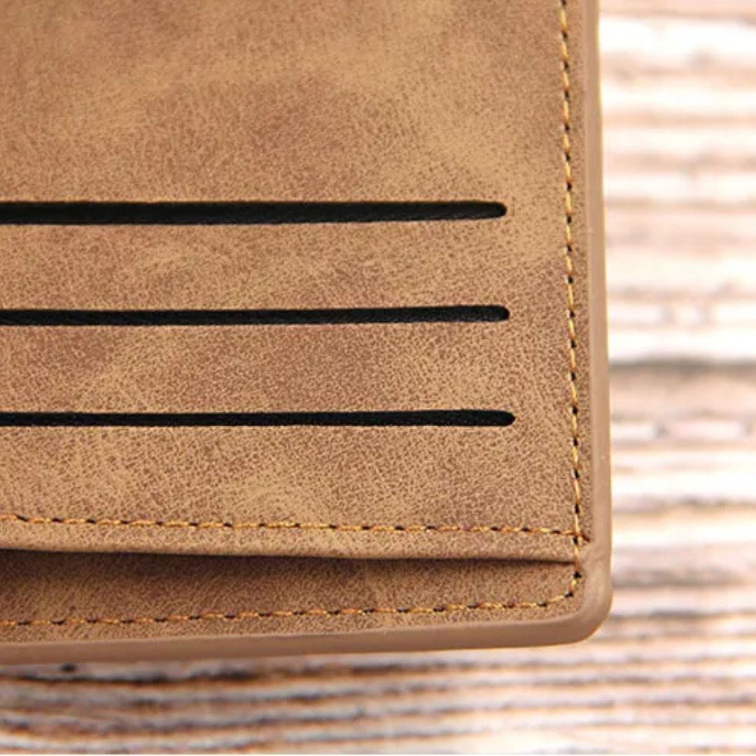 Herren Geldbörse aus Vintage-Leder ⎜ Schlanke Brieftasche mit Kartenfächern und Reißverschlussfach
