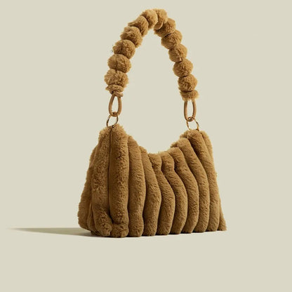 Plüsch Umhängetasche für Damen ⎜ Große Tasche mit weichem Material und stilvollem Design