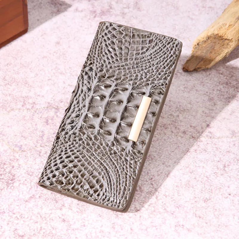 Clutch für Damen ⎜ Elegante Geldbörse im Krokodil-Design aus hochwertigem Kunstleder