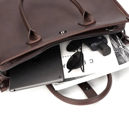 Leder Aktentasche für Herren ⎜ Stilvolle Business Umhängetasche mit robustem Tragegriff und eleganter Optik