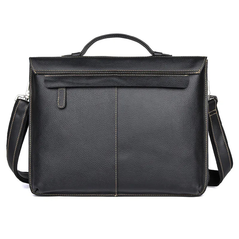 Laptoptasche für Herren ⎜ Retro Aktentasche aus Echtleder mit praktischen Fächern und Schultergurt