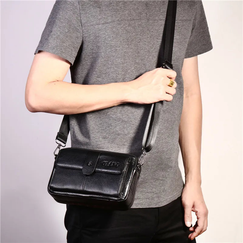 Umhängetasche für Herren ⎜ Elegante Ledertasche mit mehreren Fächern und verstellbarem Schultergurt