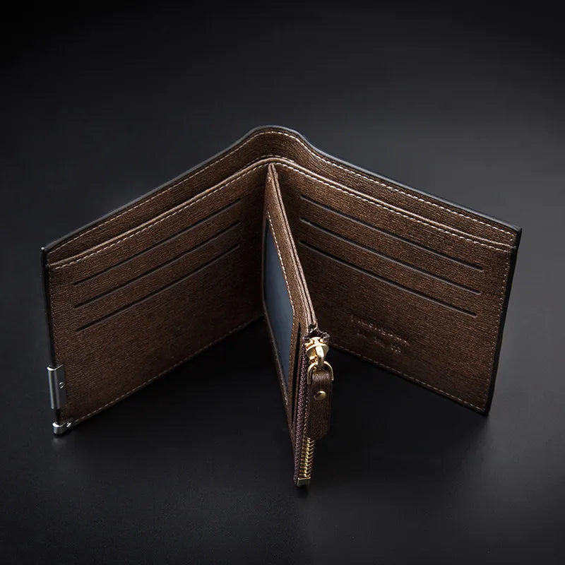Herren Geldbörse mit Prägung ⎜ Kompakte Brieftasche mit Reißverschluss und Kartenfächern