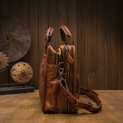 Laptoptasche aus Echtleder ⎜ Vintage Aktentasche mit viel Stauraum und robustem Design