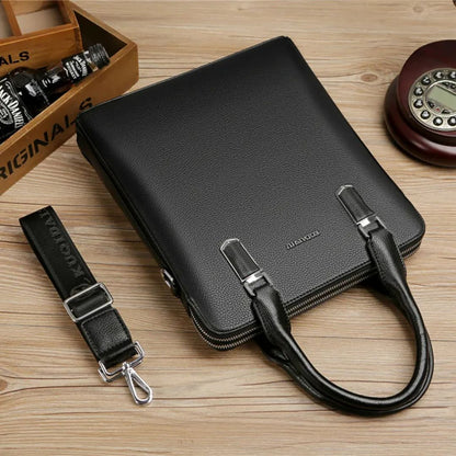Herren Handtasche ⎜ Edle Echtleder-Aktentasche mit Großem Stauraum und Doppelreißverschluss