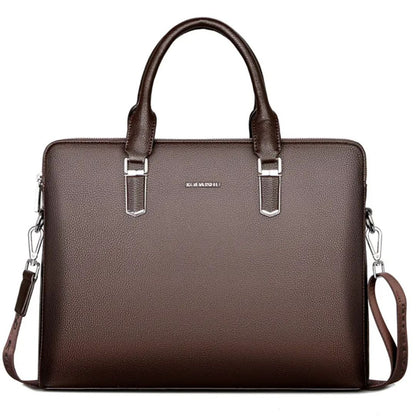 Herren Handtasche ⎜ Edle Echtleder-Aktentasche mit Großem Stauraum und Doppelreißverschluss