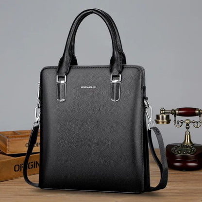 Herren Handtasche ⎜ Edle Echtleder-Aktentasche mit Großem Stauraum und Doppelreißverschluss