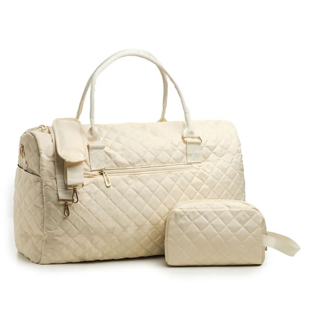 Reisetasche für Damen ⎜ Gepolsterte Weekender-Tasche mit Rautenmuster und passender Kosmetiktasche