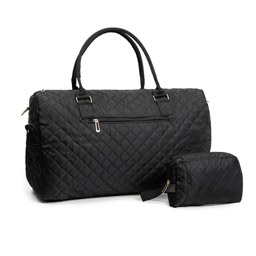 Reisetasche für Damen ⎜ Gepolsterte Weekender-Tasche mit Rautenmuster und passender Kosmetiktasche