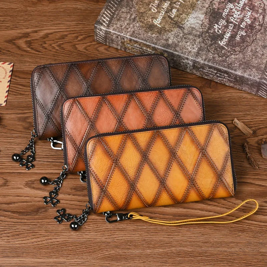 Damen Geldbörse mit Reißverschluss ⎜ Langes Design mit großer Kapazität und praktischem Handgelenkband