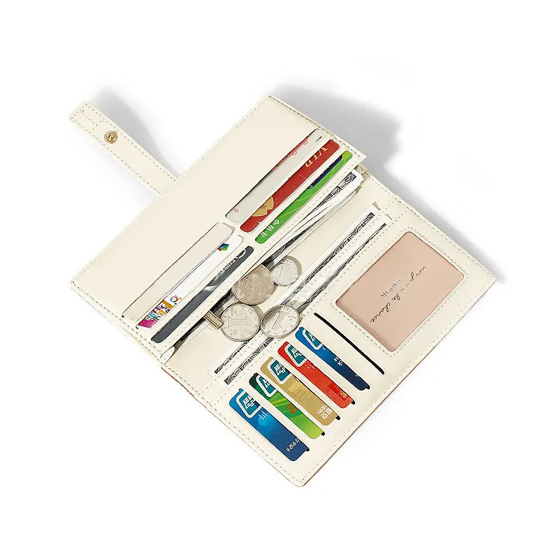 Damen Geldbörse mit Kontrastfarbe ⎜ Langes Design mit praktischem Verschluss und Platz für mehrere Karten