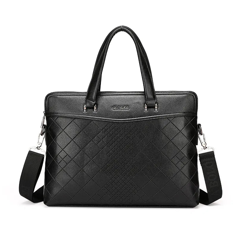 Business Aktentasche für Herren ⎜ Elegante Leder Schultertasche mit zusätzlichem Dokumenten- und Laptopfach