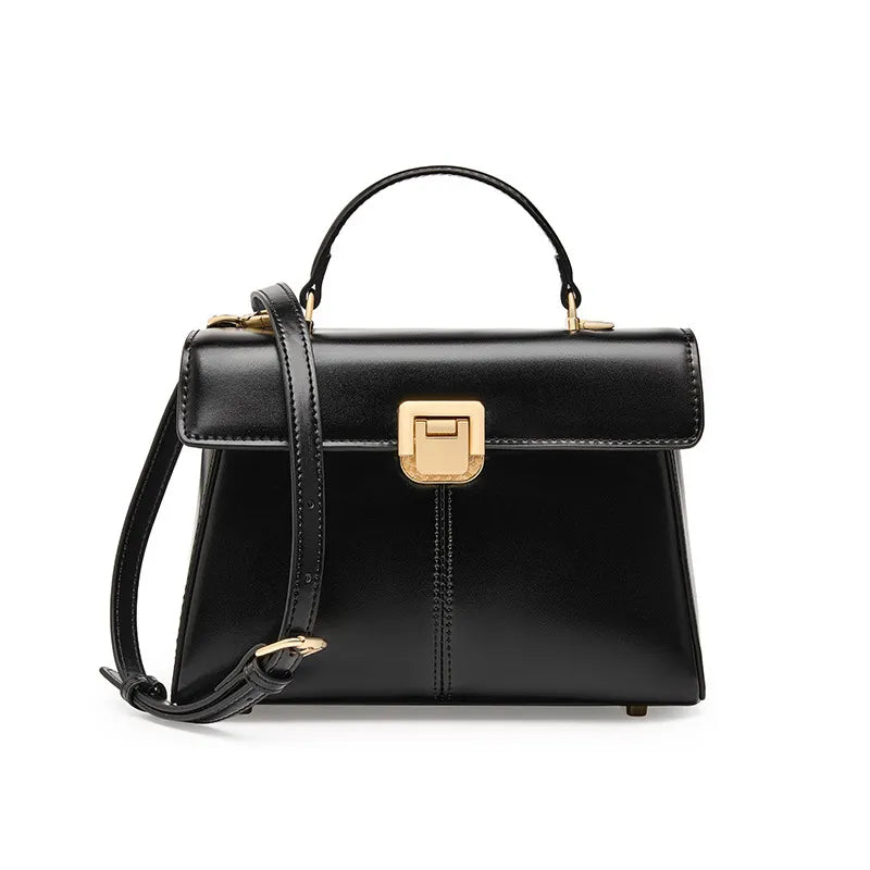 Leder-Handtasche für Damen ⎜ Elegante Schultertasche mit praktischem Verschluss und kompaktem Design