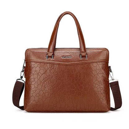 Business Aktentasche für Herren ⎜ Elegante Leder Schultertasche mit zusätzlichem Dokumenten- und Laptopfach