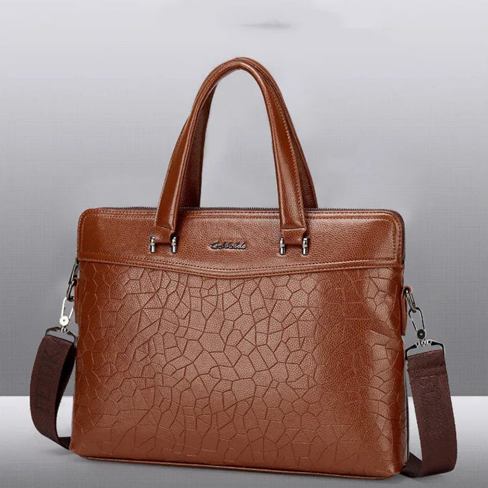 Business Aktentasche für Herren ⎜ Elegante Leder Schultertasche mit zusätzlichem Dokumenten- und Laptopfach