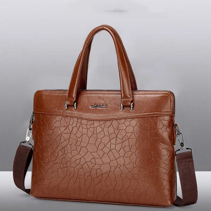 Business Aktentasche für Herren ⎜ Elegante Leder Schultertasche mit zusätzlichem Dokumenten- und Laptopfach