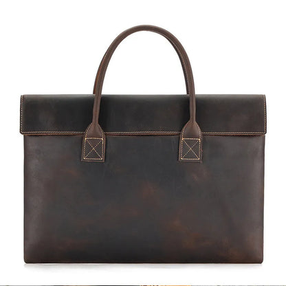 Laptoptasche aus Echtleder ⎜ Stilvolle Aktentasche mit elegantem Design und praktischen Tragegriffen