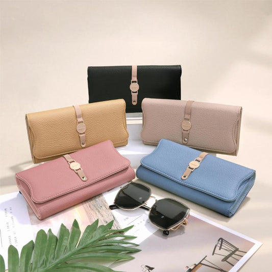 Damen Leder Geldbörse im Langformat ⎜ Schlichte und elegante Brieftasche für den Alltag