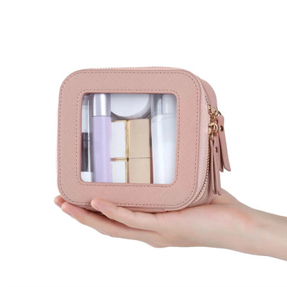 Kosmetiktasche für Damen ⎜ Kompakte Aufbewahrung mit Sichtfenster und Reißverschluss für Kosmetik