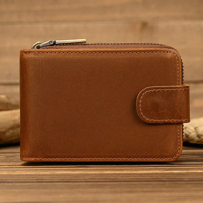 RFID-Kartenhalter für Herren ⎜ Leder-Geldbörse mit Reißverschluss und Platz für mehrere Kartenfächer
