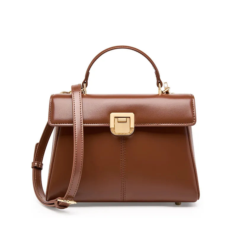 Leder-Handtasche für Damen ⎜ Elegante Schultertasche mit praktischem Verschluss und kompaktem Design