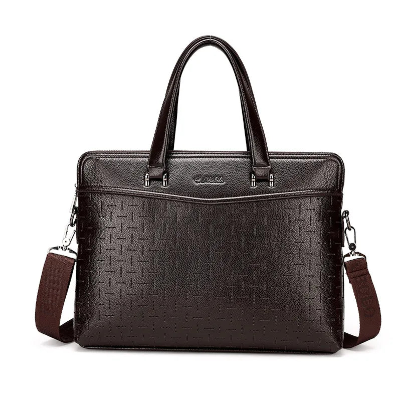 Business Aktentasche für Herren ⎜ Elegante Leder Schultertasche mit zusätzlichem Dokumenten- und Laptopfach