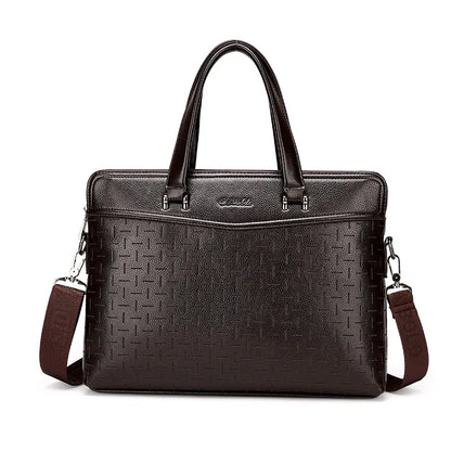 Business Aktentasche für Herren ⎜ Elegante Leder Schultertasche mit zusätzlichem Dokumenten- und Laptopfach