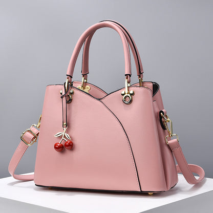 Elegante Handtasche für Damen ⎜ Modische Umhängetasche mit Kirschenanhänger