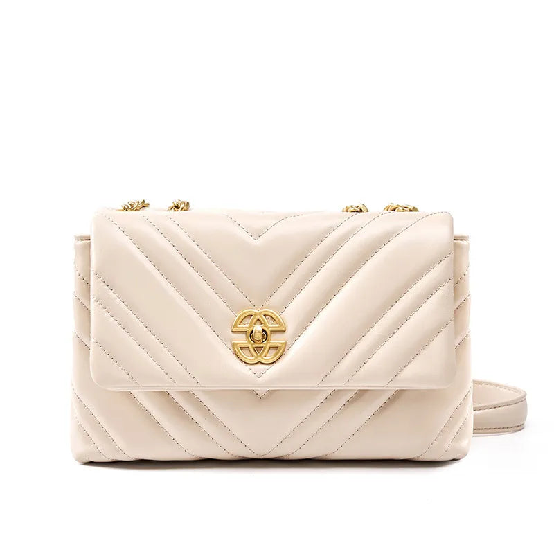 Schultertasche im Diamantstepp-Design ⎜ Elegantes Accessoire mit goldener Kette für stilvolle Auftritte