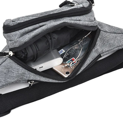 Bauchtasche für Damen und Herren ⎜ Leichte Umhängetasche aus Oxford-Gewebe mit mehreren Reißverschlussfächern