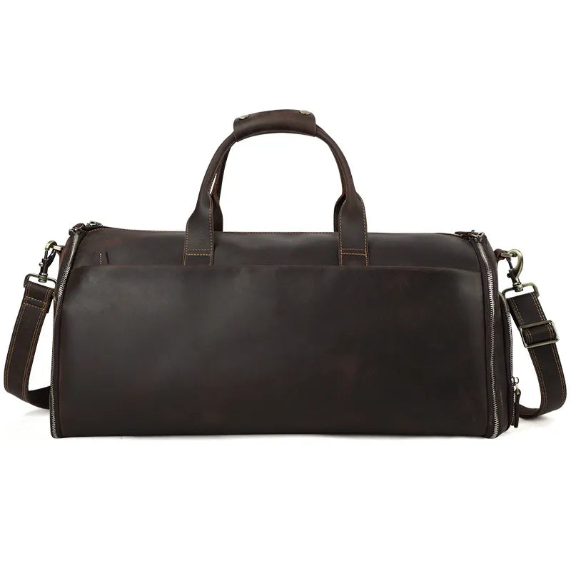 Reisetasche aus Leder ⎜ Große Kapazität mit praktischem Schultergurt und Retro-Design