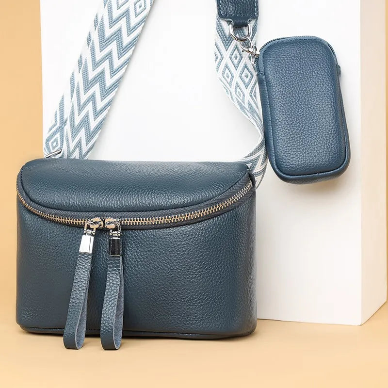 Leder Umhängetasche ⎜ Praktisches Design mit verstellbarem Trageriemen und Etui