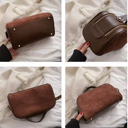 Kosmetiktasche für Damen ⎜ Große Kapazität mit Wildleder-Optik und praktischem Tragegriff